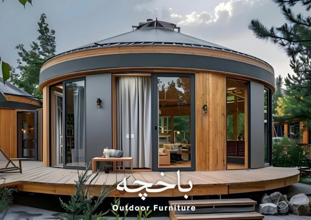 Circle Wood Glassrom — برغولات وغرف زجاجية من باخچه للأثاث الخارجي