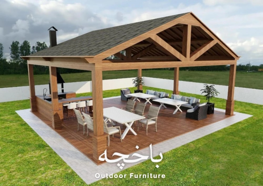 Wood Pergola — برغولات وغرف زجاجية من باخچه للأثاث الخارجي