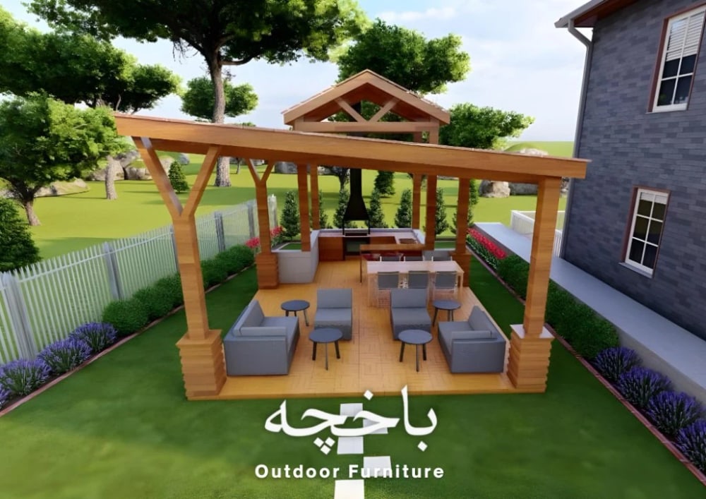 Wood Pergola — برغولات وغرف زجاجية من باخچه للأثاث الخارجي